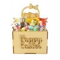 Laser Cut Easter Hamper Treat Boxes - Easter Basket with Little Rabbits Shape